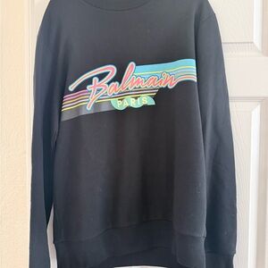 Balmain Black Ribbed Collar Top